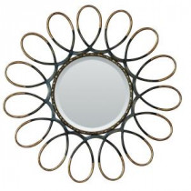41 in. x 41 in. Round Outer-Looped Iron Decorative Matte Black Framed Mirror