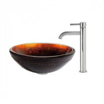 Prometheus Glass Vessel Sink in Multicolor and Ramus Faucet in Chrome