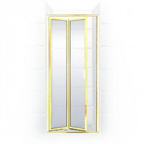 Paragon Series 23 in. x 71 in. Framed Bi-Fold Double Hinged Shower Door in Gold with Clear Glass