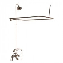 3-Handle Claw Foot Tub Faucet with Hand Shower and Shower Unit in Brushed Nickel