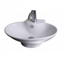 21-in. W x 15-in. D Wall Mount Oval Vessel Sink In White Color For Single Hole Faucet