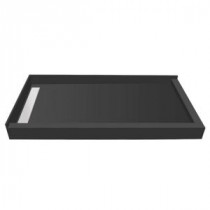 42 in. x 72 in. Double Threshold Shower Base with Left Drain and Tileable Trench Grate