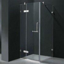 Monteray 34.125 in. x 73.375 in. Frameless Pivot Shower Enclosure in Chrome with Clear Glass