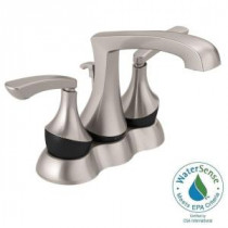 Merge 4 in. Centerset 2-Handle Bathroom Faucet in SpotShield Brushed Nickel/Matte Black