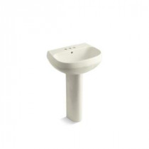 Wellworth Pedestal Combo Bathroom Sink with 4 in. Centers in Biscuit