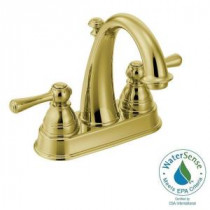Kingsley 4 in. Centerset 2-Handle High-Arc Bathroom Faucet in Polished Brass with Drain Assembly