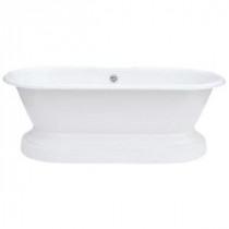 5 ft. 7 in. Cast Iron Dual Tub on Plinth Less Faucet Holes in White