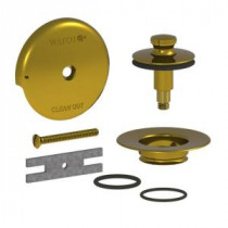 QuickTrim Lift and Turn Bathtub Stopper and 1-Hole Overflow with 2 O-Rings Trim Kit, Polished Brass