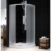 Solo 36 in. x 36 in. x 74-3/4 in. Frameless Sliding Shower Enclosure in Chrome with Quarter Round Shower Floor