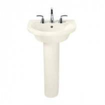 Tropic Petite Pedestal Combo Bathroom Sink in Linen with 8 in. Faucet Centers