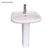 Flora 24 in. Pedestal Combo Bathroom Sink with 1 Faucet Hole in White