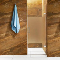 SoHo 28.5 in. x 70.625 in. Frameless Pivot Shower Door with Hardware in Chrome and Frosted Privacy Panel
