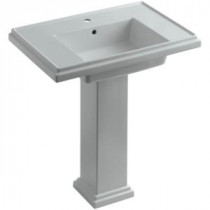 Tresham Pedestal Combo Bathroom Sink with Single-Hole Faucet Drilling in Ice Grey
