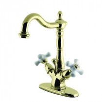 Victorian Single Hole 2-Handle Bathroom Faucet in Polished Brass