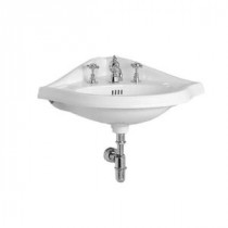 China Series Corner Wall-Mounted Bathroom Sink in White