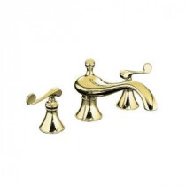 Revival Deck-Mount High-Flow Bath Faucet Trim in Vibrant Polished Brass (Valve Not Included)