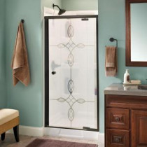 Phoebe 36 in. x 66 in. Semi-Frameless Pivot Shower Door in Bronze with Tranquility Glass