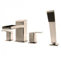 Kenzo 2-Handle Deck Mount Roman Tub Faucet Trim Kit with Handshower in Brushed Nickel (Valve Not Included)