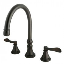 French 2-Handle Deck-Mount Roman Tub Faucet in Oil Rubbed Bronze