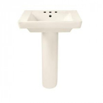 Boulevard Pedestal Combo Bathroom Sink in Linen with 8 in. Faucet Centers