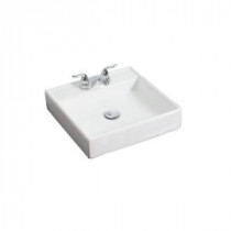17.5-in. W x 17.5-in. D Wall Mount Square Vessel Sink In White Color For 4-in. o.c. Faucet