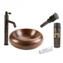 All-in-One Premium Blooming Vessel Hammered Copper Bathroom Sink in Oil Rubbed Bronze