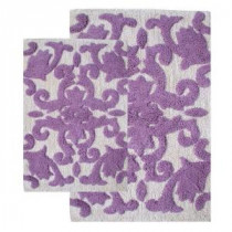 20 in. x 32 in. and 23 in. x 39 in. 2-Piece Iron Gate Bath Rug Set in White and Lilac
