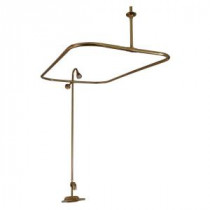 Plastic Lever 2-Handle Claw Foot Tub Faucet with Riser, Showerhead and 48 in. Rectangular Shower Unit in Polished Brass