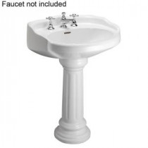 Victoria 26 in. Pedestal Combo Bathroom Sink for 8 in. Widespread in White