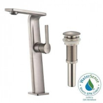Novus Single Hole Single-Handle High-Arc Bathroom Faucet with Matching Pop-Up Drain in Brushed Nickel