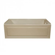 Linear 5 ft. Right Drain Heated Soaking Tub in Almond