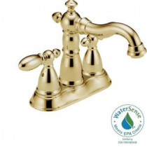 Victorian 4 in. Centerset 2-Handle High-Arc Bathroom Faucet in Polished Brass with Metal Pop-Up
