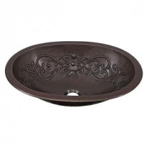 Pauling Dual Mount Handmade Pure Solid Copper Bathroom Sink with Scroll Design in Aged Copper