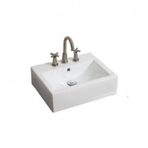 20.5-in. W x 16-in. D Wall Mount Rectangle Vessel Sink In White Color For 8-in. o.c. Faucet