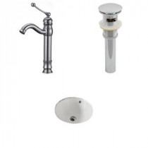 Round Undermount Bathroom Sink Set in Biscuit with Deck Mount cUPC Faucet and Drain